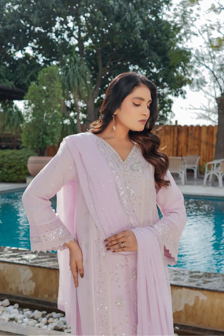 Agha Noor Sehnai Handwork Eid Ready To Wear Collection 2026 | Lavender - Mirha Fashion