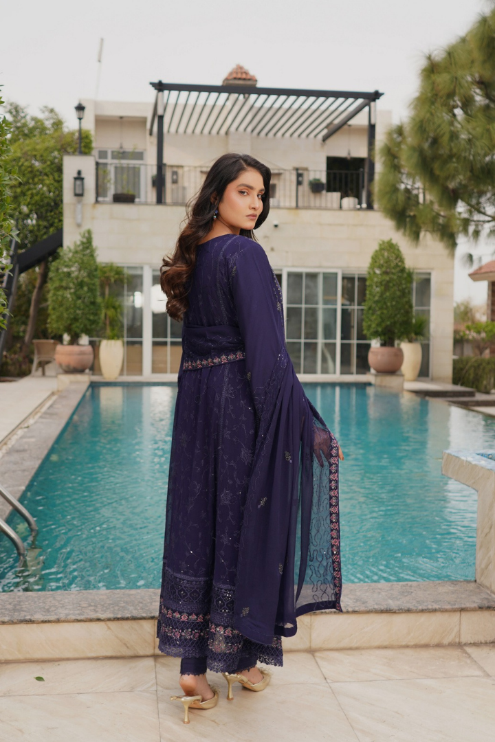 Agha Noor Zebtan Chiffon Gown Ready To Wear Collection 2026 | Blue