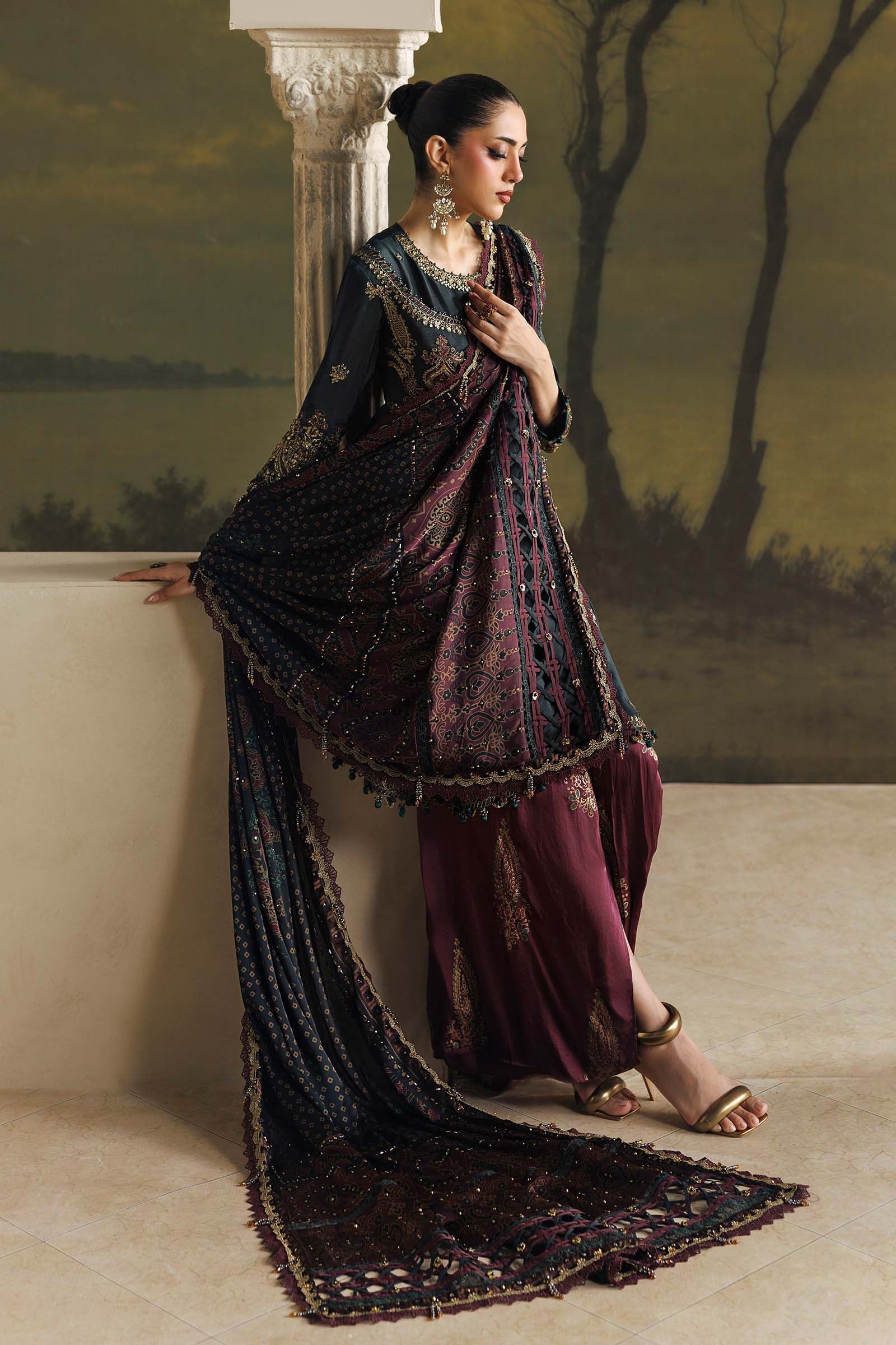 Maria B Soiree Unstitched Collection 2026 | SR-01-05-Imperial Burgundy