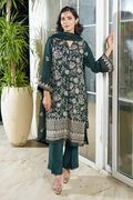 Aghanoor Dhaagakari Chiffon 3PCS Ready to Wear Collection | Bottle Green