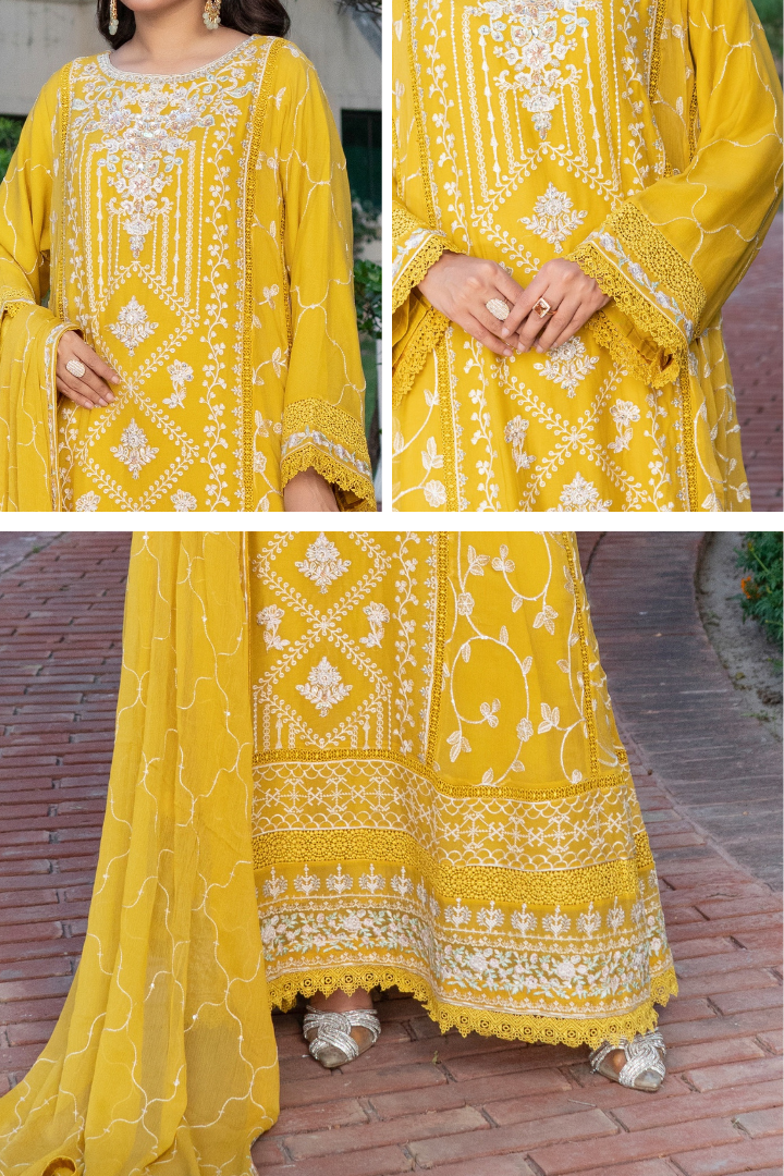 Agha Noor Luxury Gowns Rimjhim Vol-05 Ready to Wear Collection | Yellow - Mirha Fashion