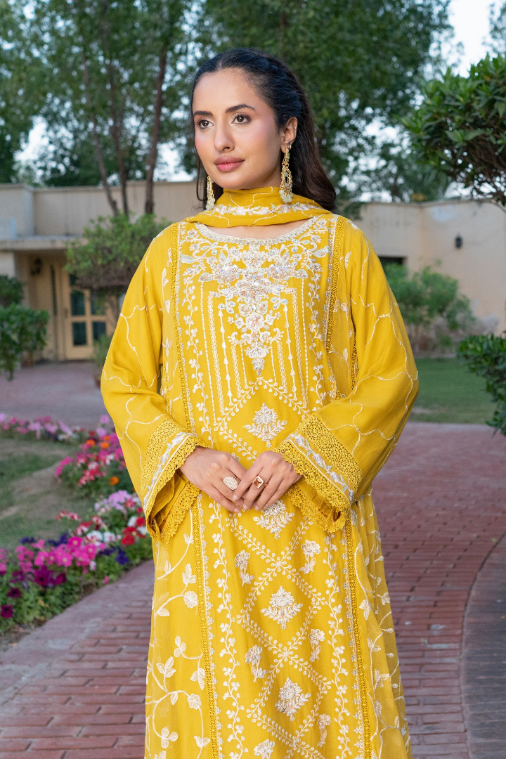 Agha Noor Luxury Gowns Rimjhim Vol-05 Ready to Wear Collection | Yellow - Mirha Fashion