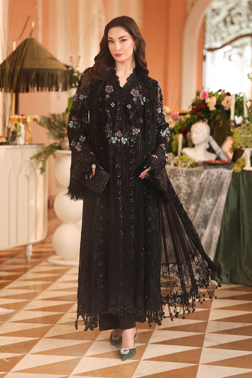 Maria B Chiffon Unstitched  Collection  2026 | MPC-26-204-Black
