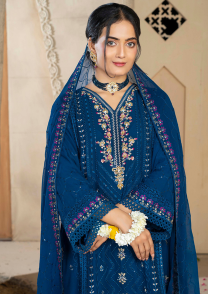 Agha Noor Chiffon Gharara Roshni Ready to Wear Collection 2025 D01 | Blue