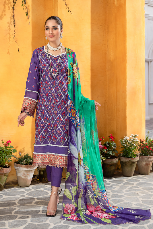 Jahanara J16-09 Indigo Summer Lawn Vol VI 2022 - Mirha Fashion