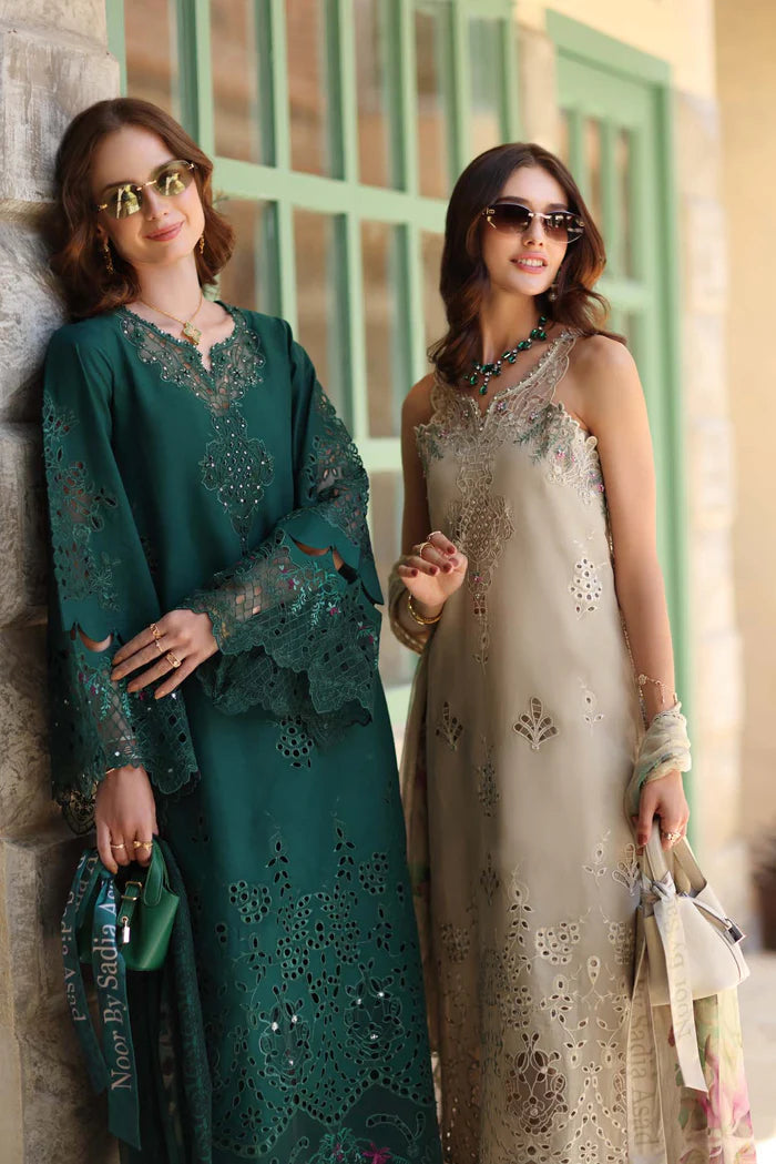 Noor By Saadia Asad Luxe Chikenkari Unstitched Collection 2026 | D6-A Soft grey - Mirha Fashion