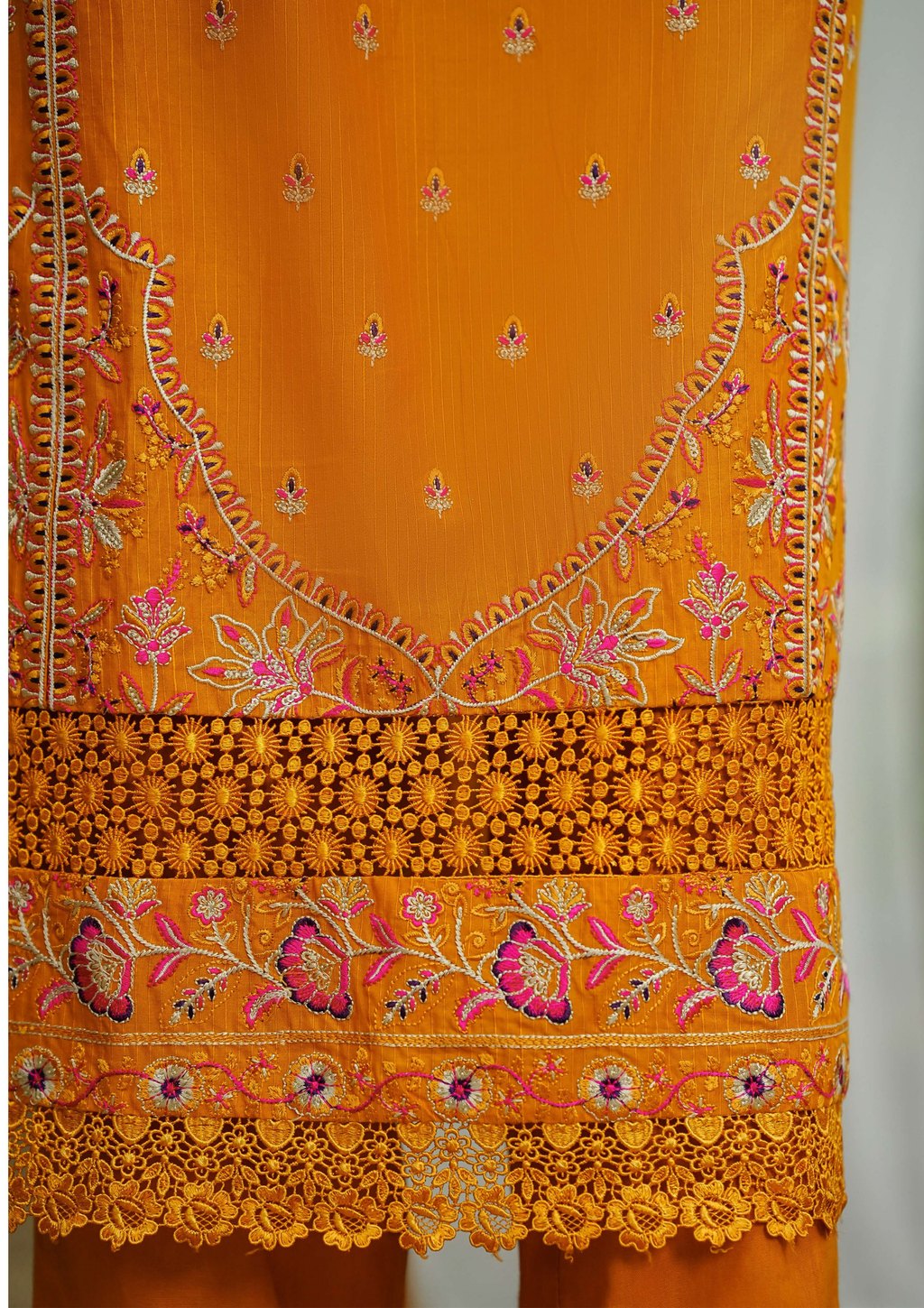 Agha Noor Cotton Ready To Wear Collection Ronak 2025 | Orange - Mirha Fashion