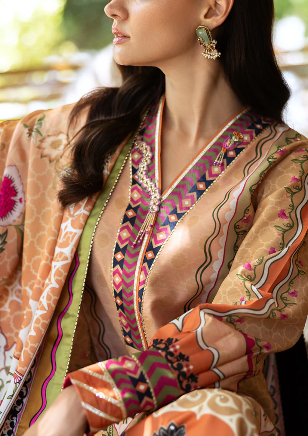 Mushq Hemline Nirvana Printed Silk Unstitched Collection | Solara Cresi