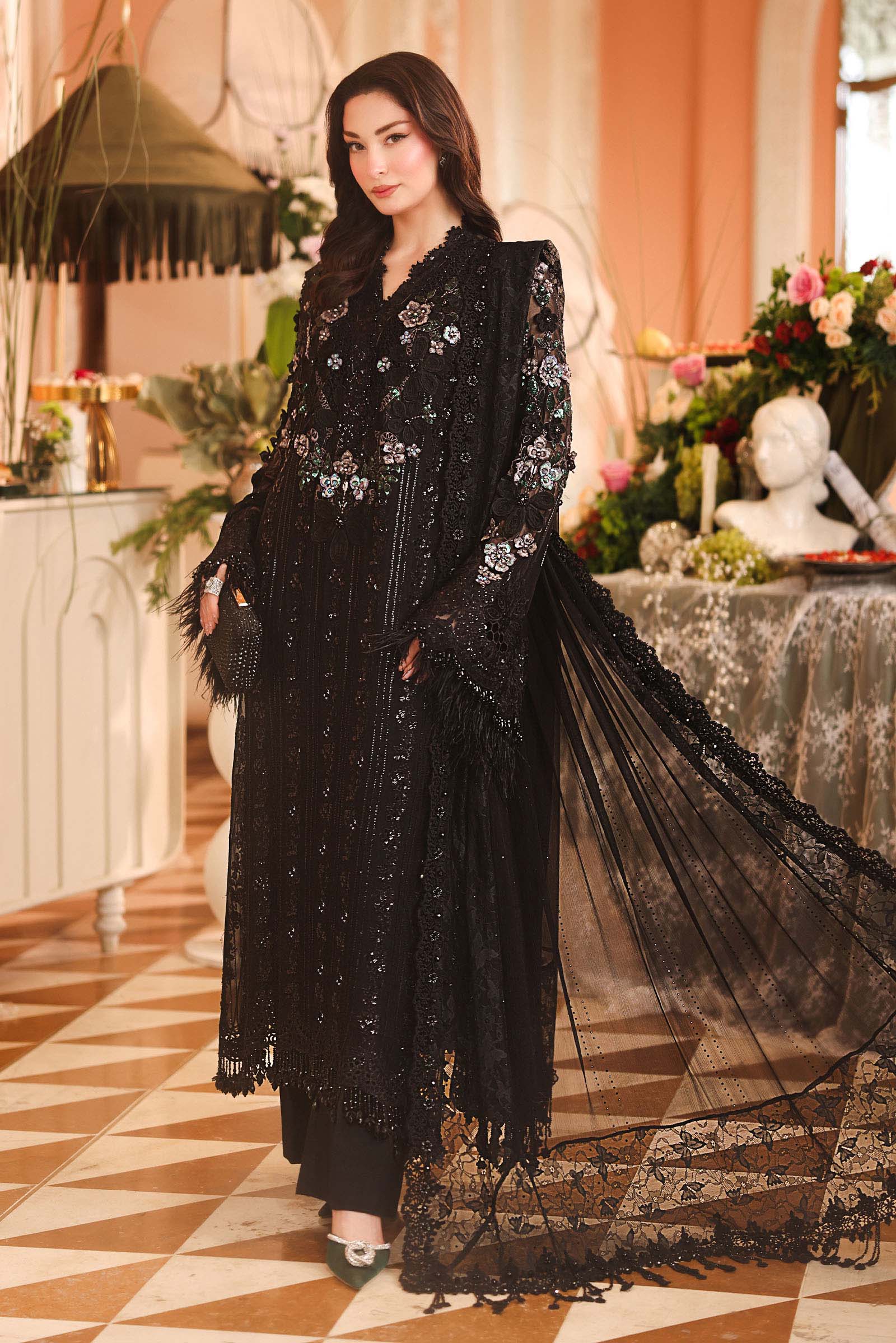Maria B Chiffon Unstitched  Collection  2026 | MPC-26-204-Black
