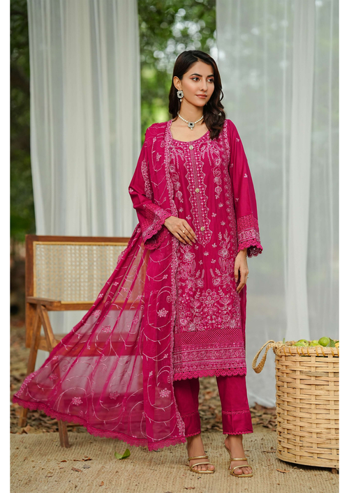 Agha Noor Cotton Ready To Wear Collection Ronak 2025 | Pink - Mirha Fashion