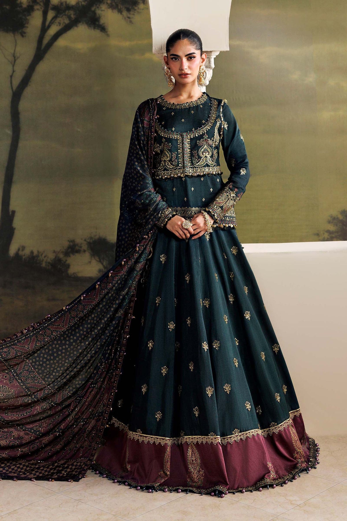 Maria B Soiree Unstitched Collection 2026 | SR-01-05-Imperial Burgundy