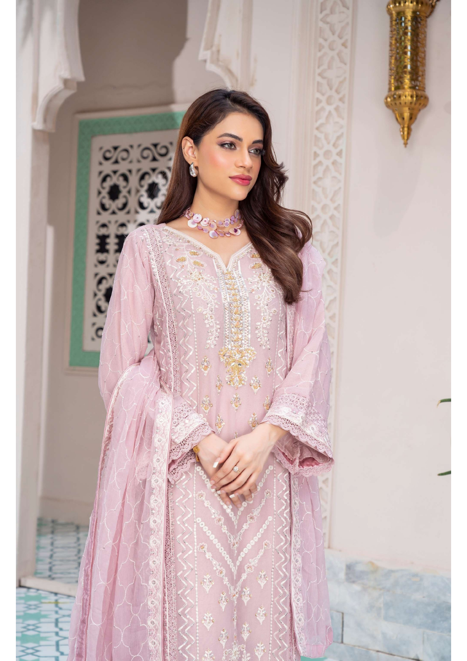 Agha Noor Shehnai Chiffon Ready to Wear Handwork Collection 25 | Pink