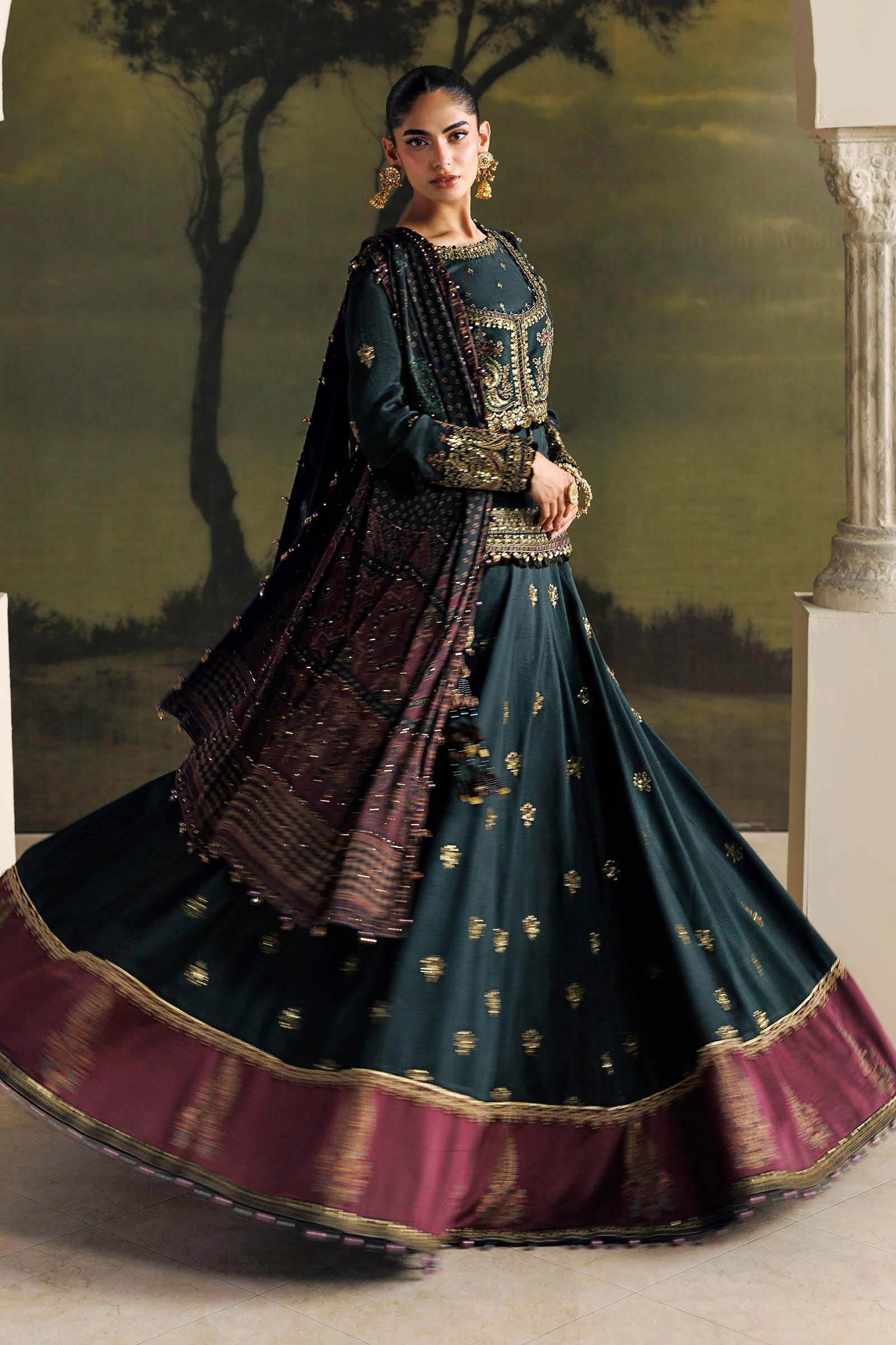 Maria B Soiree Unstitched Collection 2026 | SR-01-05-Imperial Burgundy