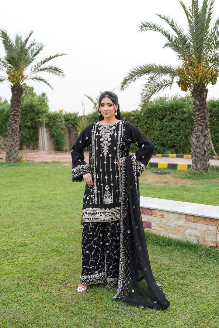Agha Noor Shein Chiffon Ready to Wear Collection 2026 | Black