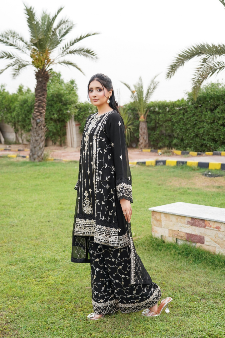 Agha Noor Shein Chiffon Ready to Wear Collection 2026 | Black