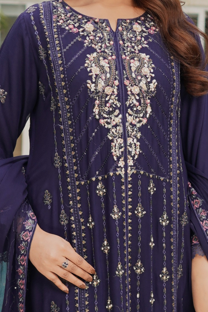 Agha Noor Zebtan Chiffon Gown Ready To Wear Collection 2026 | Blue