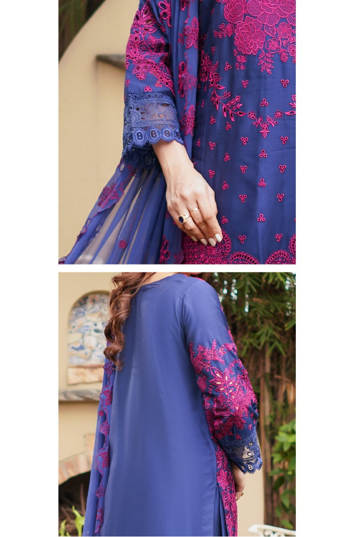 Shaanse Cyra Vol-2 Cotton Silk 3PCS Ready to Wear Collection Jan-26 | Blue