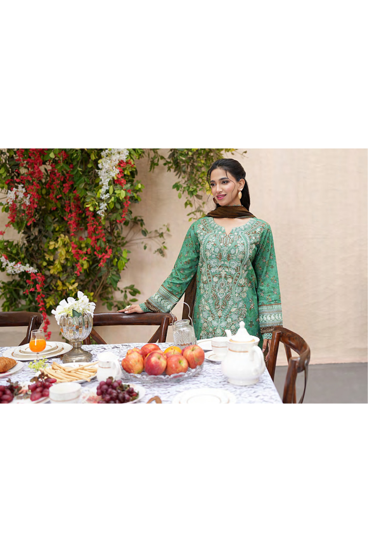 Shaanse Khuwab Vol-2 Ready To Wear Emb Cotton Collection 2026 | Green Small - Mirha Fashion