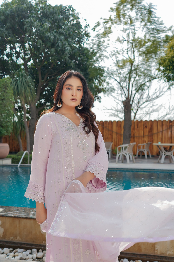 Agha Noor Sehnai Handwork Eid Ready To Wear Collection 2026 | Lavender - Mirha Fashion