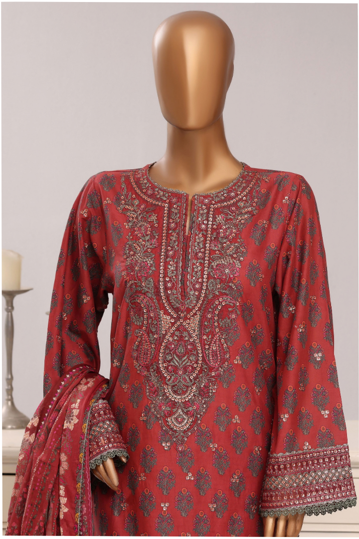 Sadabahar Regal Festive Emb Lawn Vol-3 Ready to Wear Collection | Red