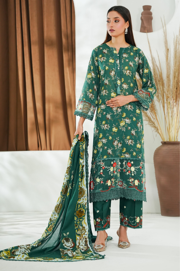 Shaanse Khuwab Ready To Wear Emb Cotton Collection 2026 | Green - Mirha Fashion