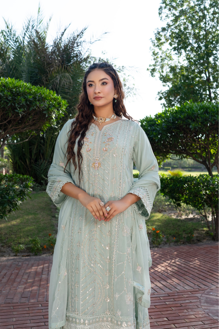 Agha Noor Luxury Gowns Rimjhim Vol-05 Ready to Wear Collection | Light Green - Mirha Fashion
