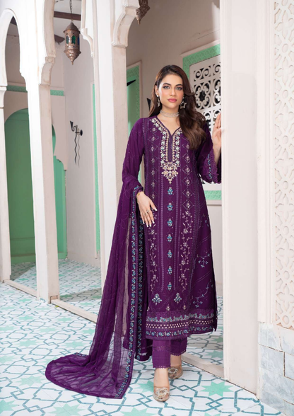 Agha Noor Shehnai Chiffon Ready to Wear Handwork Collection 25 | Purple