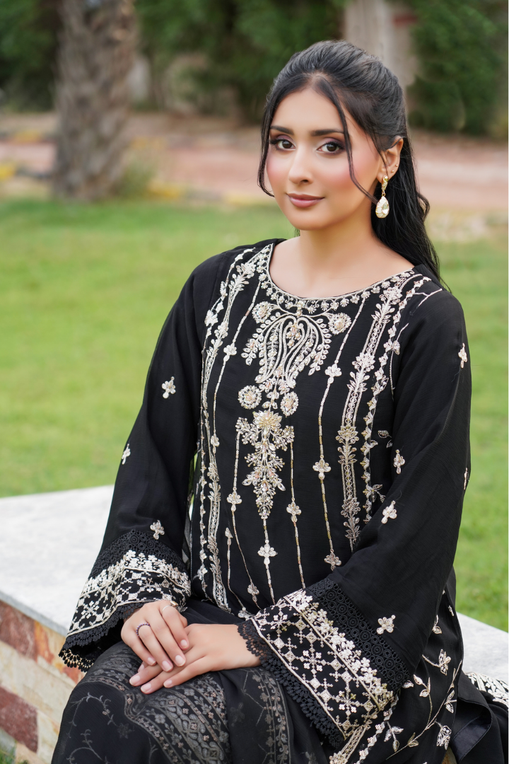 Agha Noor Shein Chiffon Ready to Wear Collection 2026 | Black