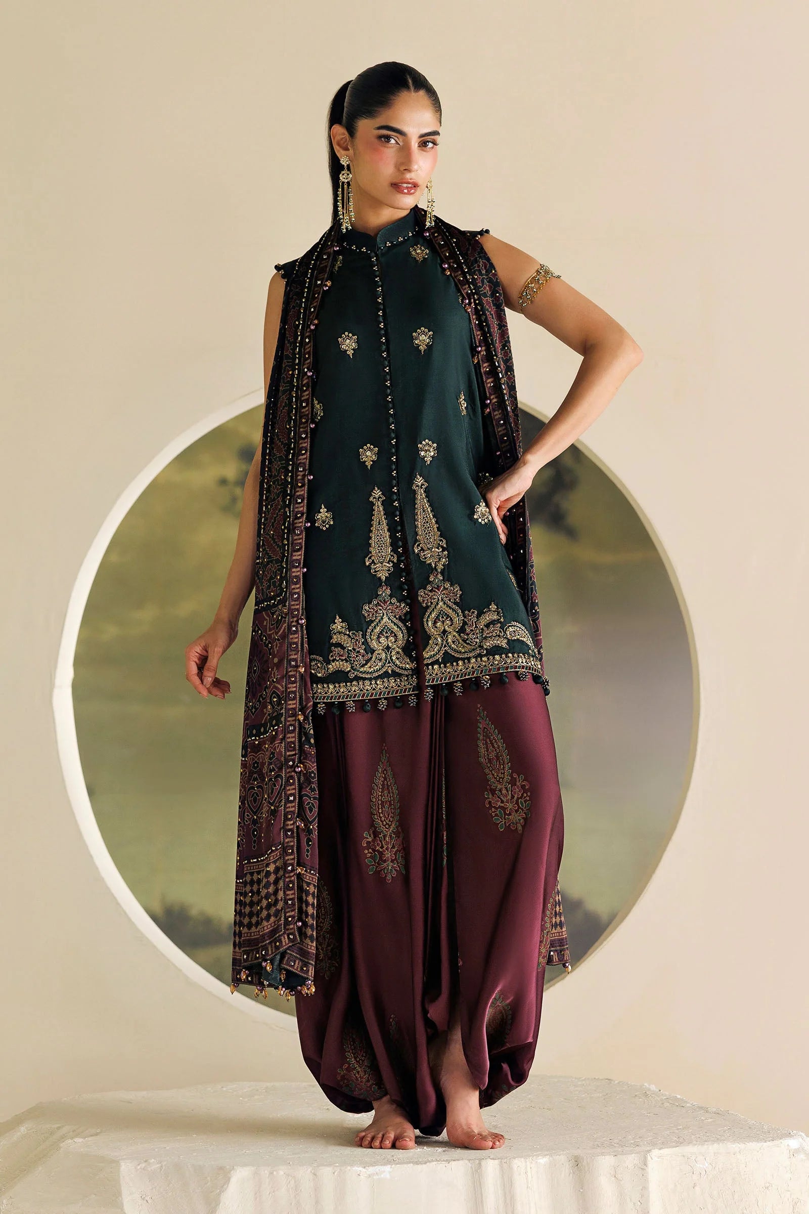 Maria B Soiree Unstitched Collection 2026 | SR-01-05-Imperial Burgundy