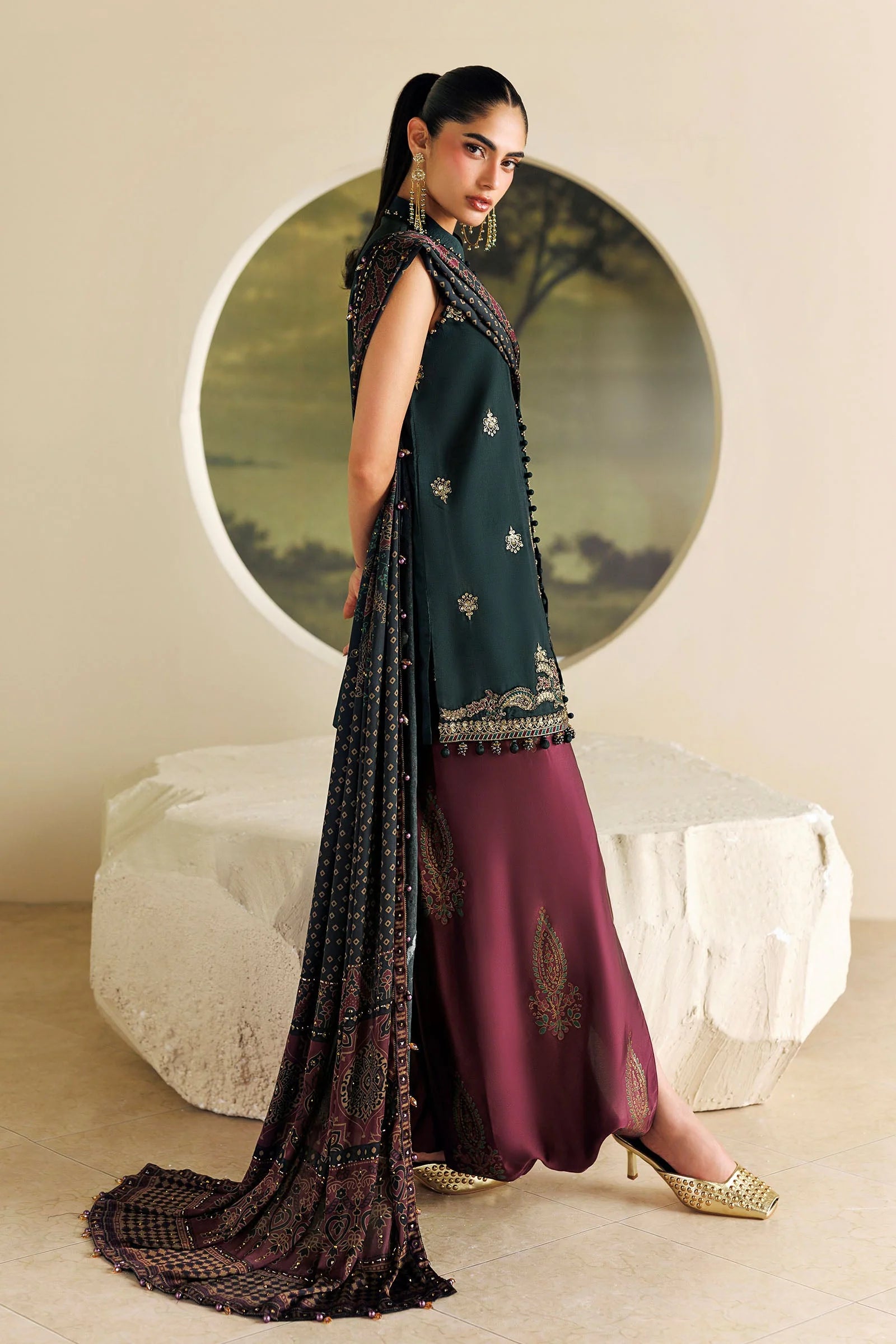 Maria B Soiree Unstitched Collection 2026 | SR-01-05-Imperial Burgundy