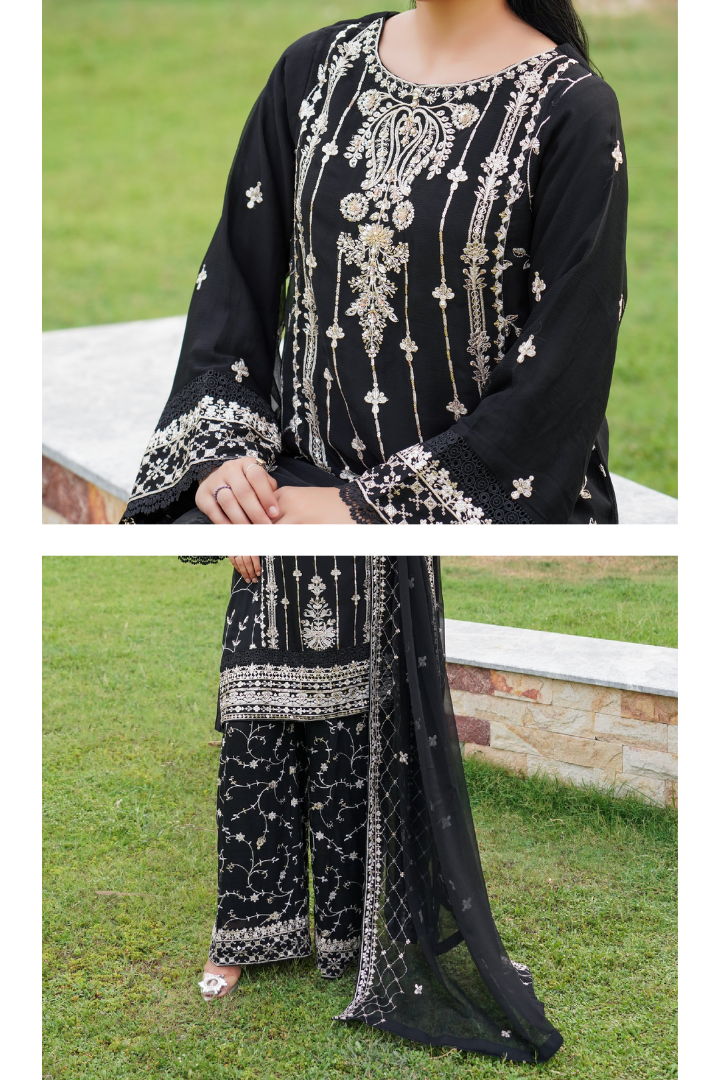 Agha Noor Shein Chiffon Ready to Wear Collection 2026 | Black