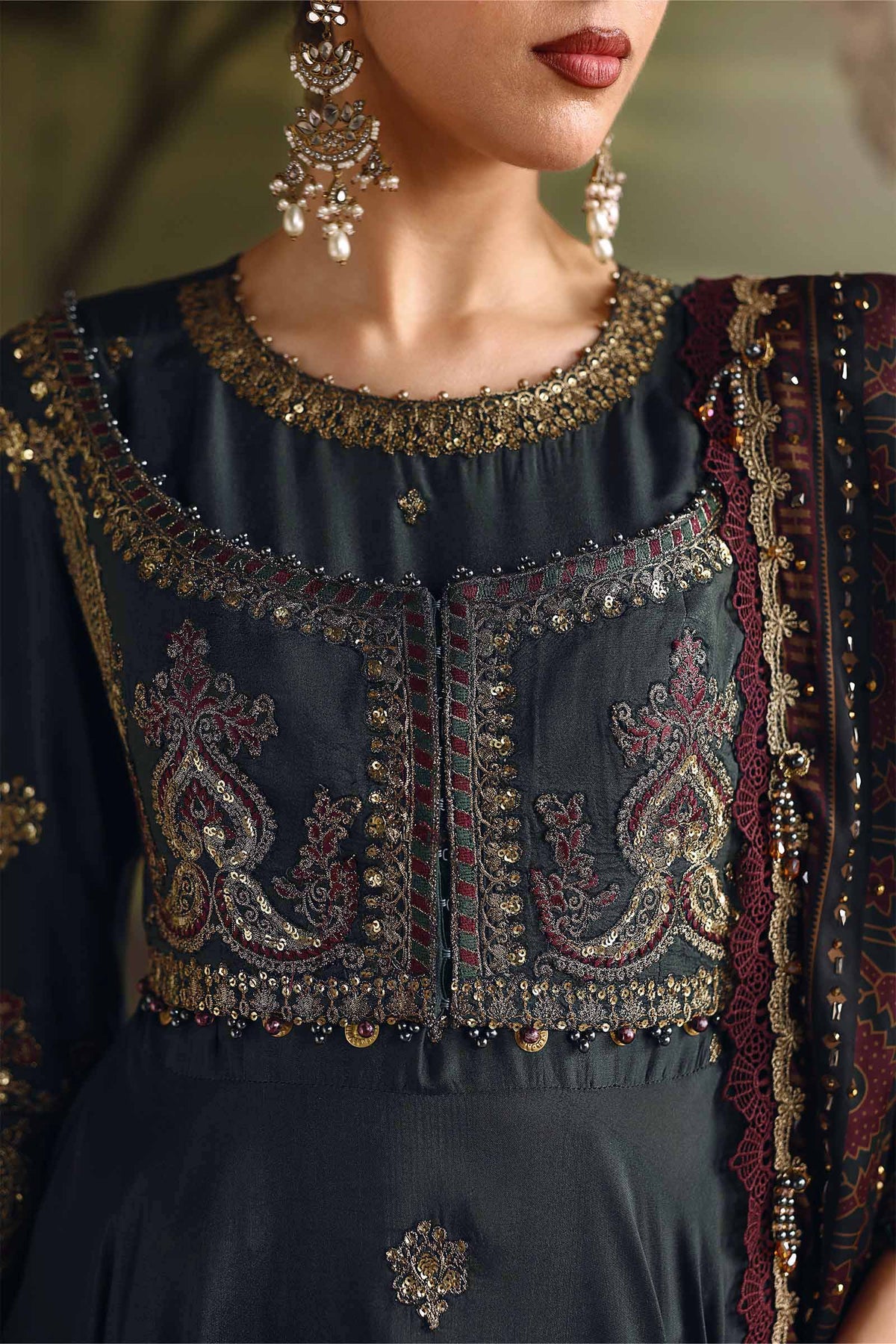 Maria B Soiree Unstitched Collection 2026 | SR-01-05-Imperial Burgundy