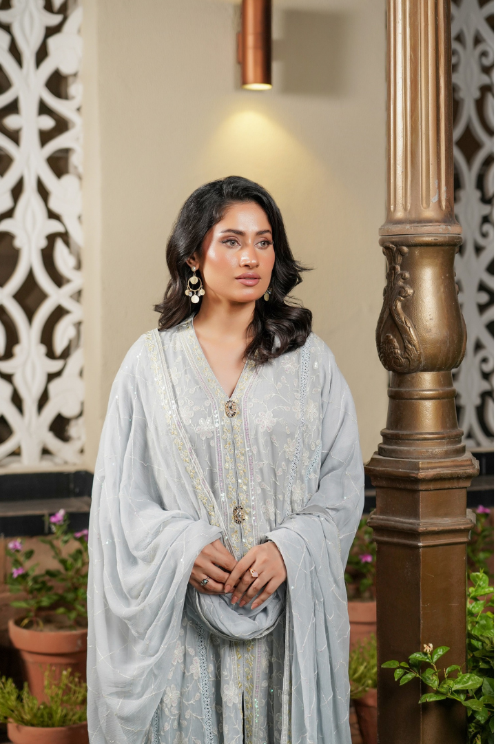 Agha Noor Luxury Gowns Afsanay Ready to Wear Collection | Light Grey