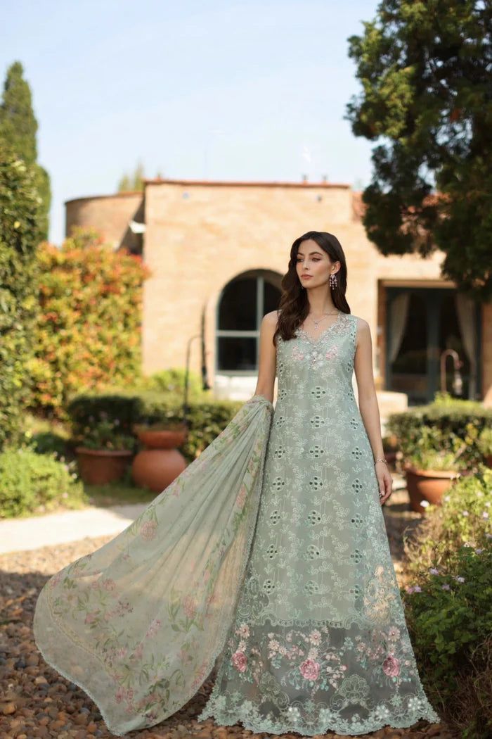 Noor By Saadia Asad Luxury Eid Handwork Schiffli Laserkari Collection 2026 | D7B-FLORINE - Mirha Fashion
