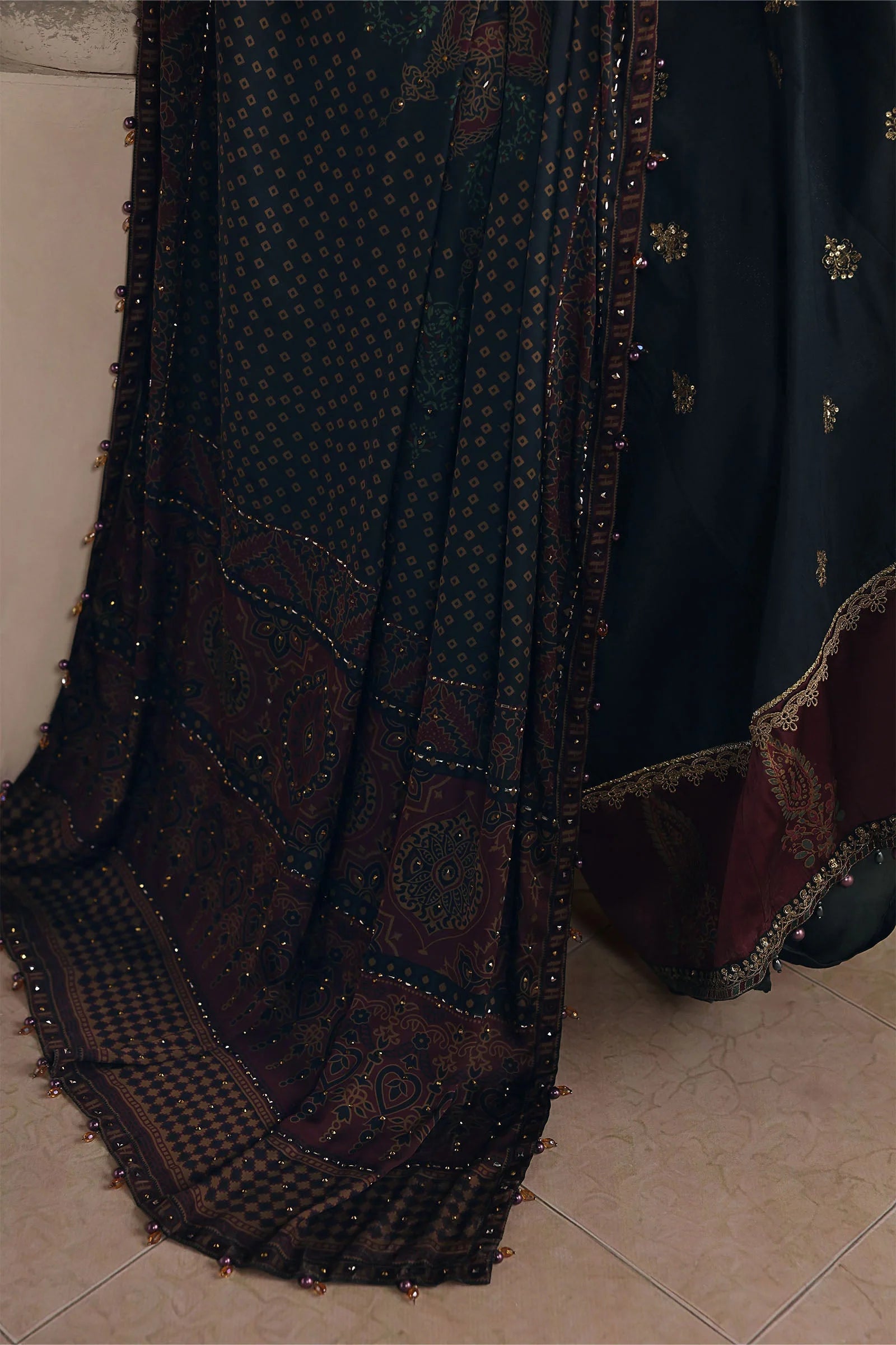 Maria B Soiree Unstitched Collection 2026 | SR-01-05-Imperial Burgundy