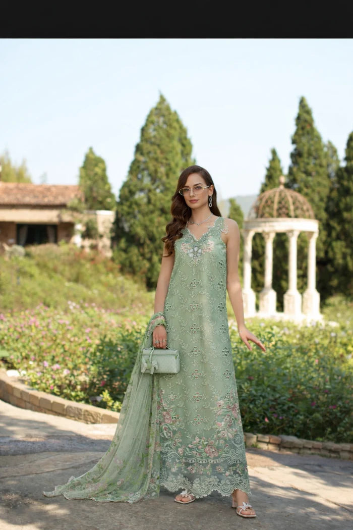 Noor By Saadia Asad Luxury Eid Handwork Schiffli Laserkari Collection 2026 | D7B-FLORINE - Mirha Fashion