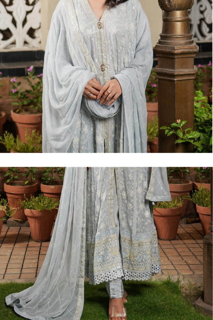 Agha Noor Luxury Gowns Afsanay Ready to Wear Collection | Light Grey