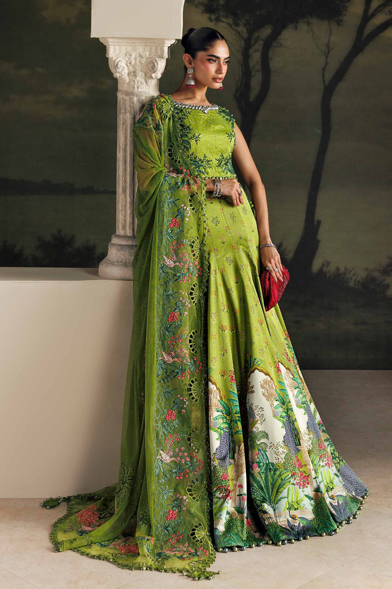 Maria B Soiree Unstitched Collection 2026 | SR-01-06-Peridot Green
