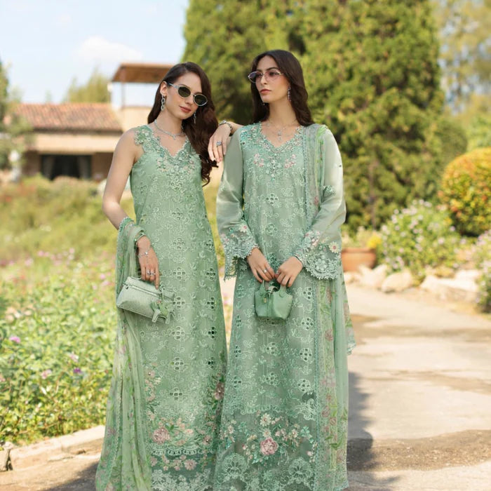 Noor By Saadia Asad Luxury Eid Handwork Schiffli Laserkari Collection 2026 | D7B-FLORINE - Mirha Fashion