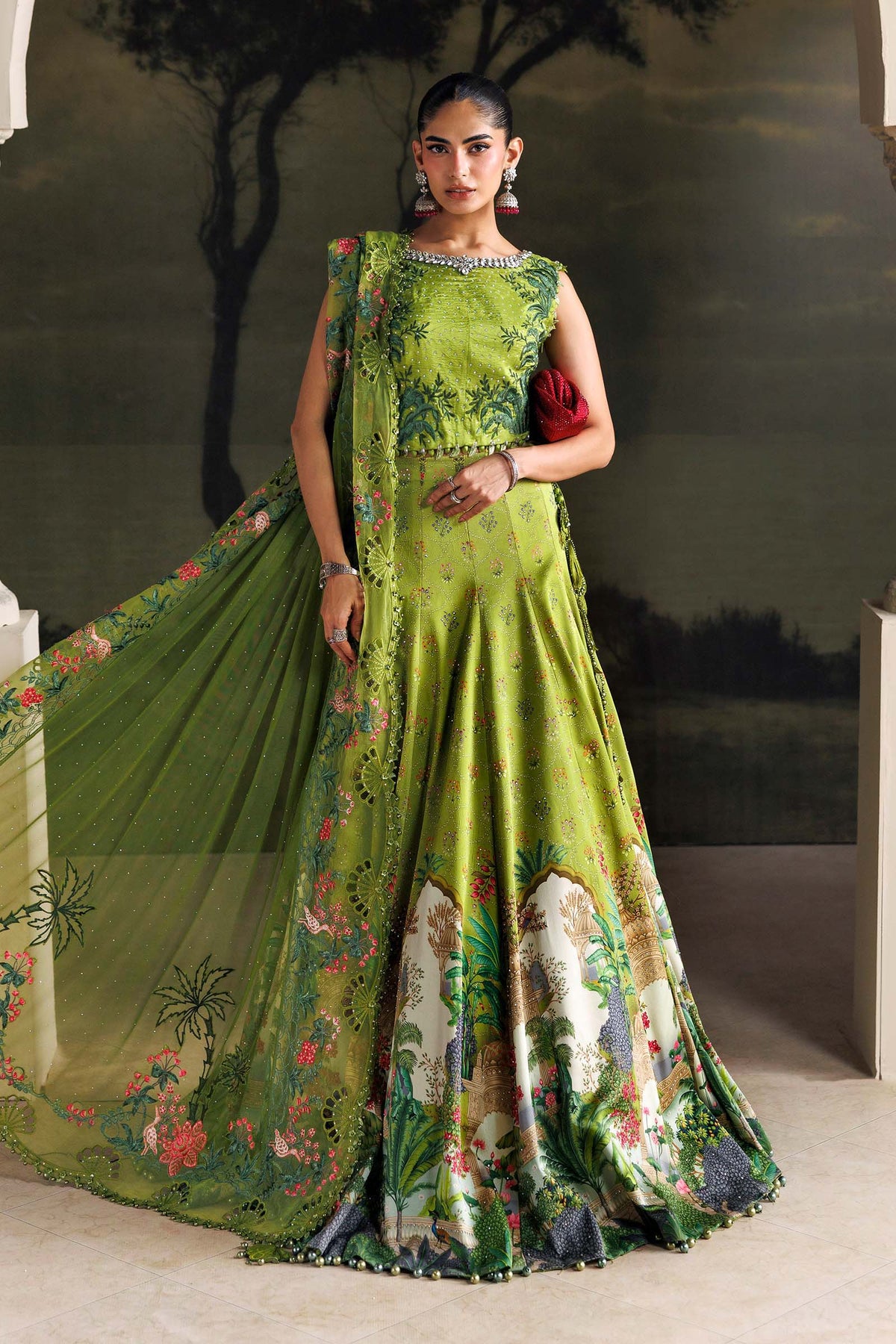 Maria B Soiree Unstitched Collection 2026 | SR-01-06-Peridot Green