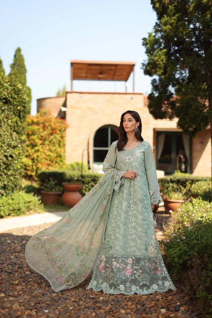 Noor By Saadia Asad Luxury Eid Handwork Schiffli Laserkari Collection 2026 | D7B-FLORINE - Mirha Fashion