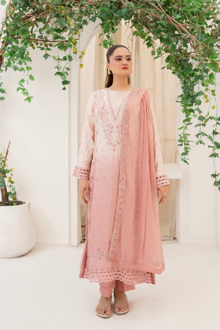 Shaanse Luxury Ombre Silk Ready to Wear Collection 2026 | Peach