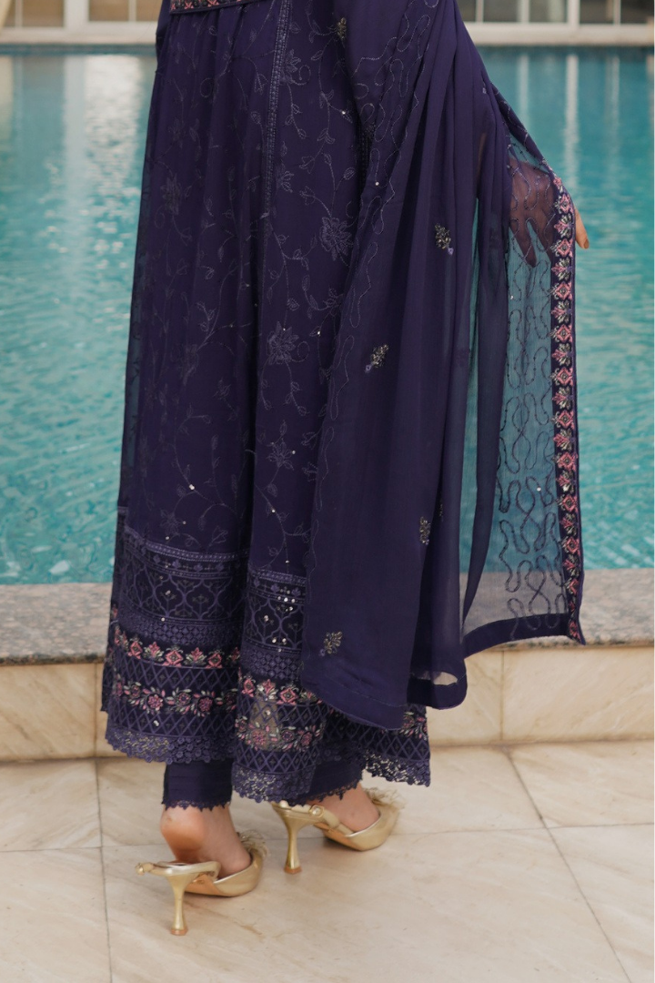 Agha Noor Zebtan Chiffon Gown Ready To Wear Collection 2026 | Blue