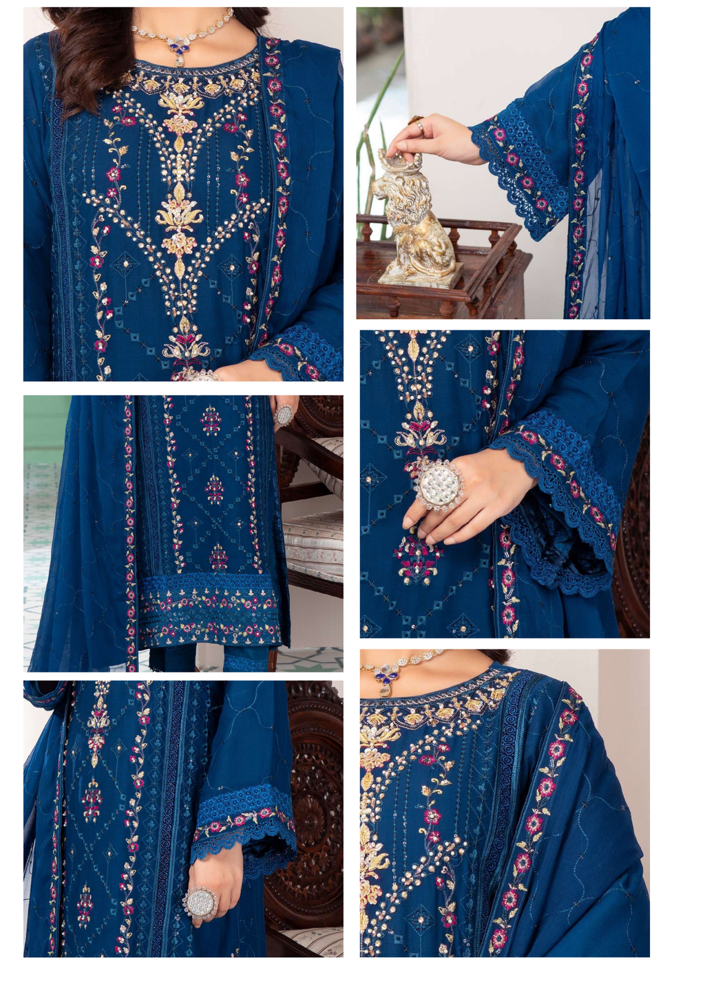 Agha Noor Shehnai Chiffon Ready to Wear Handwork Collection 25 | Blue