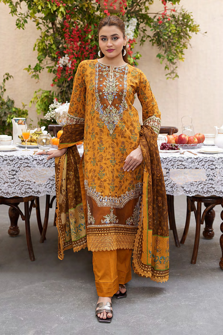 Shaanse Khuwab Vol-2 Ready To Wear Emb Cotton Collection 2026 | Mustard - Mirha Fashion