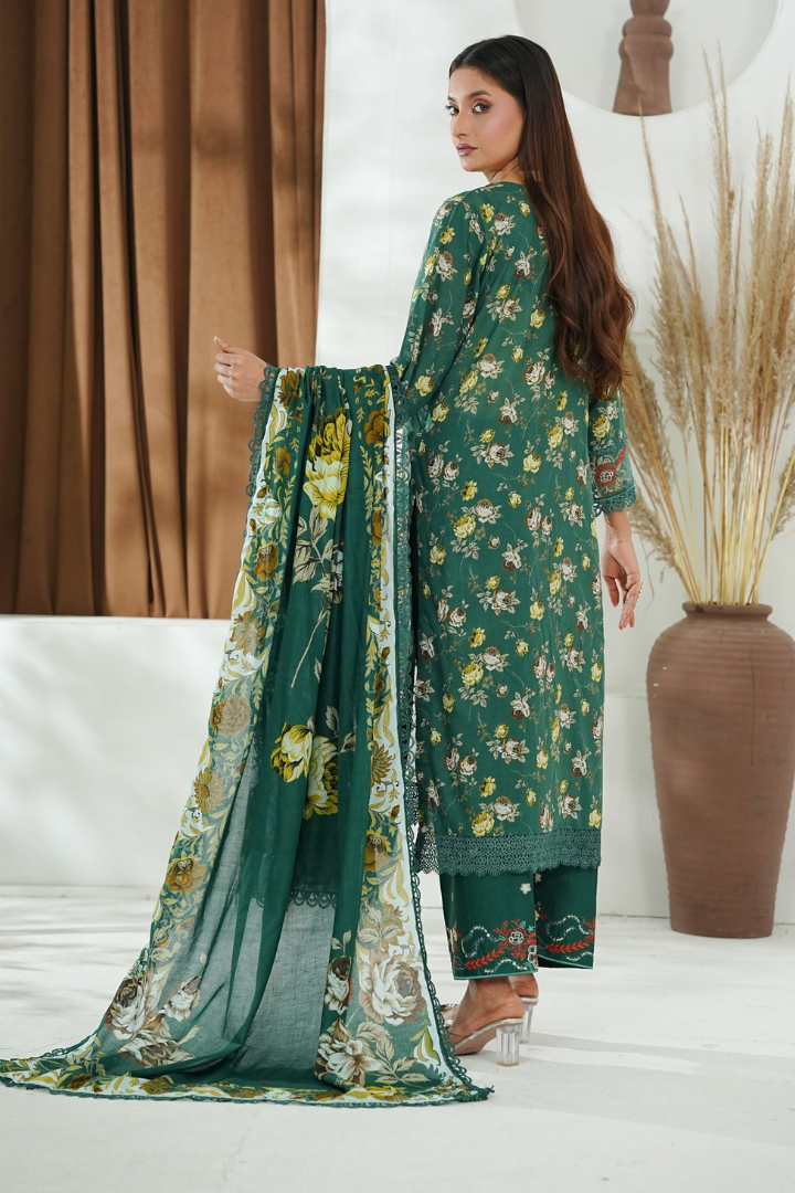 Shaanse Khuwab Ready To Wear Emb Cotton Collection 2026 | Green - Mirha Fashion