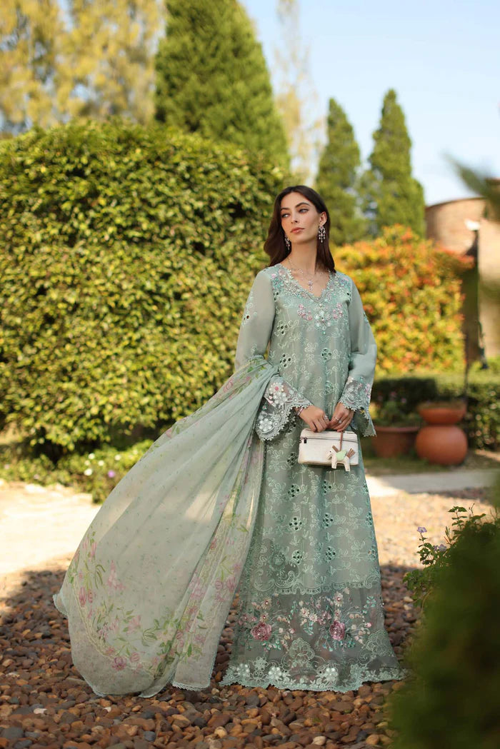 Noor By Saadia Asad Luxury Eid Handwork Schiffli Laserkari Collection 2026 | D7B-FLORINE - Mirha Fashion