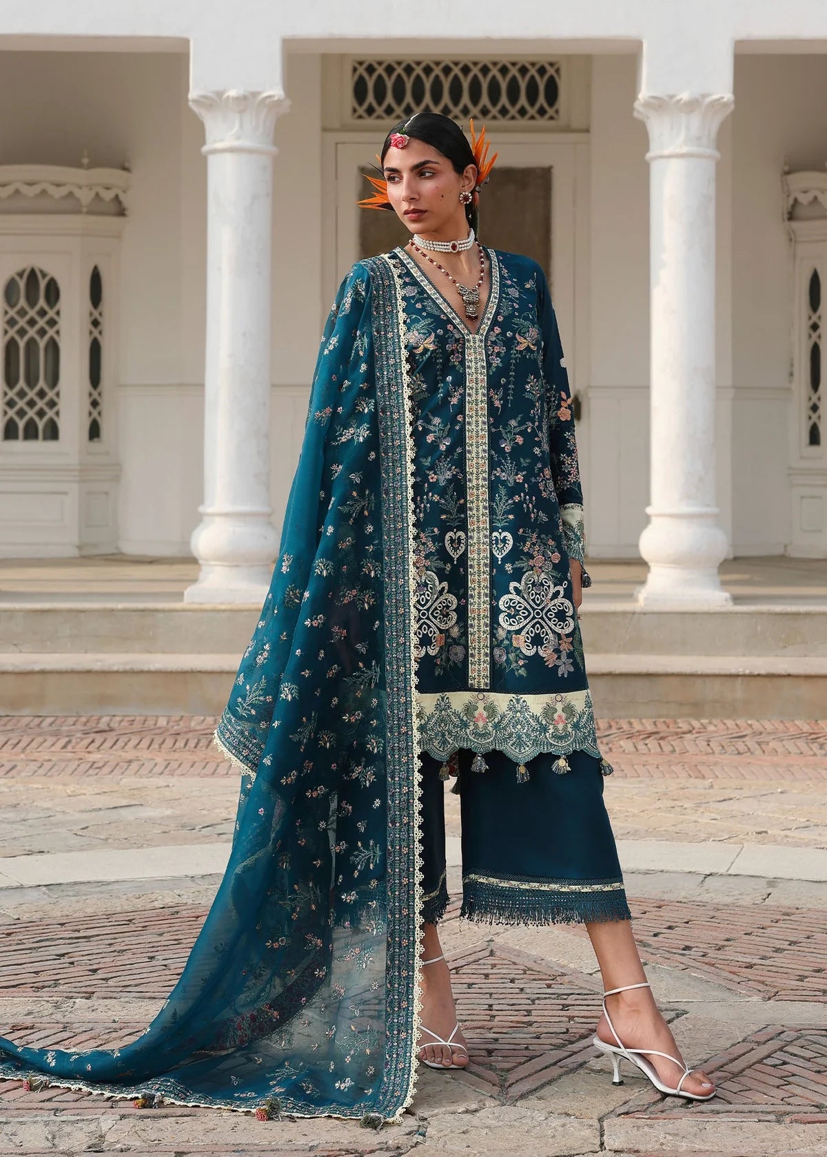 Hussain Rehar Kalabagh Luxury Lawn Unstitched Collection 2026 | D#94 AZRAQ - Mirha Fashion
