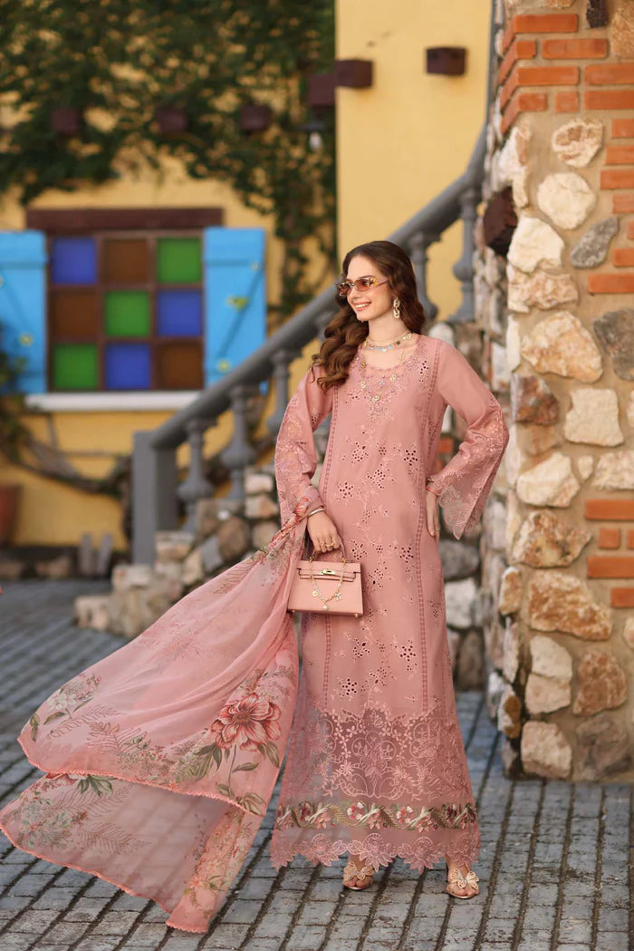 Noor By Saadia Asad Luxe Chikenkari Unstitched Collection 2026 | D8-B Petal Pink - Mirha Fashion