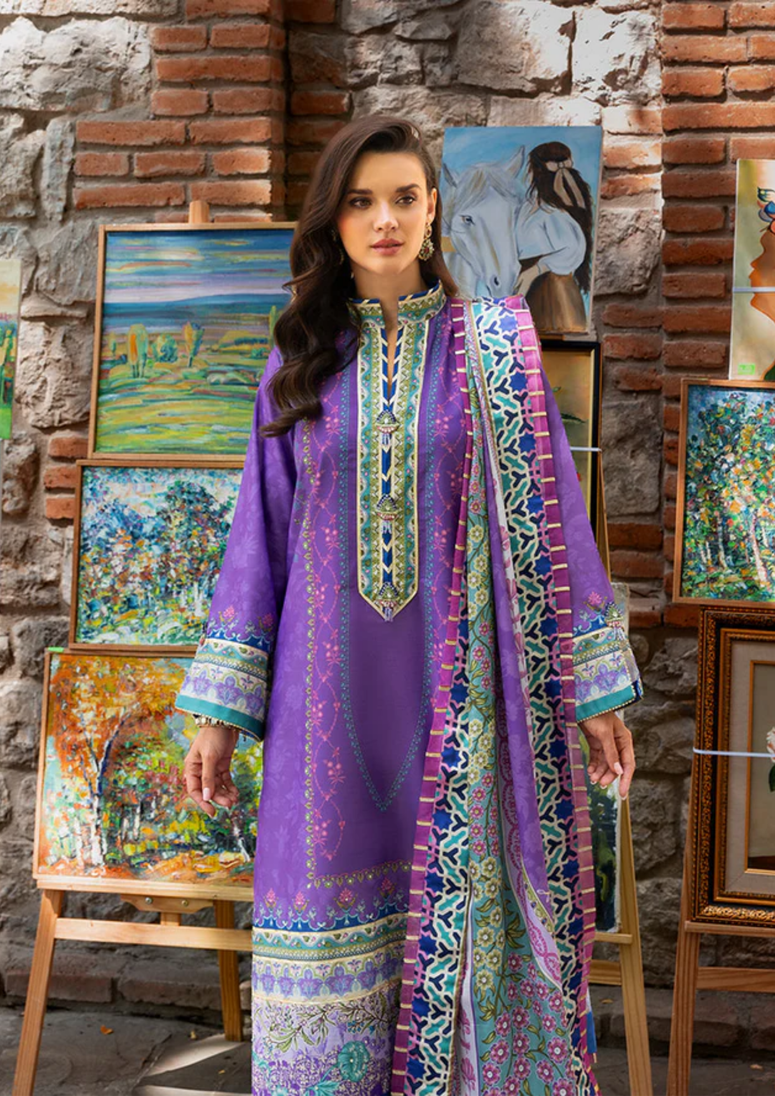 Mushq Hemline Nirvana Printed Silk Unstitched Collection | Cosmic Spindle